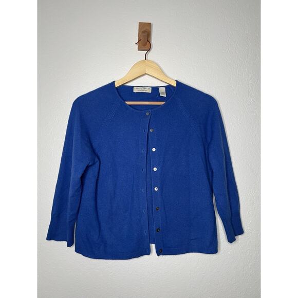 Lord And Taylor Blue Cashmere Cardigan Size Medium Classic Refined - Picture 1 of 3